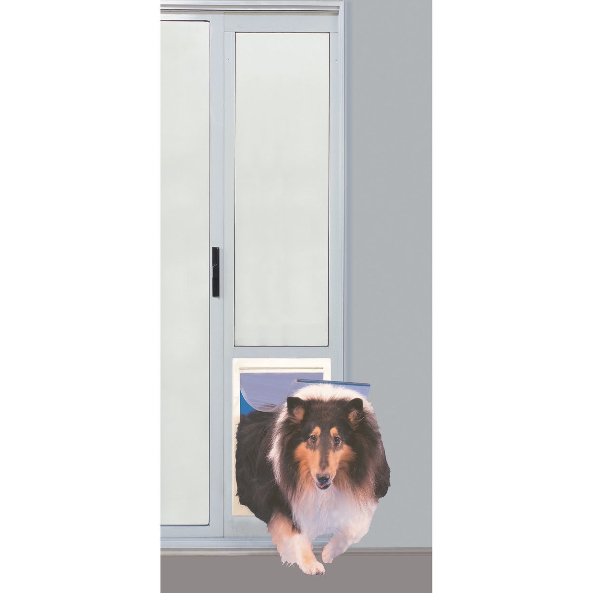 Ideal Pet Products Aluminum Pet Patio Door, Adjustable Height 77-5/8" to 80-3/8", 10-1/2" x 15" Flap Size, White