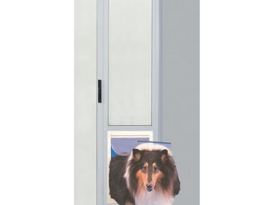 Ideal Pet Products Aluminum Pet Patio Door, Adjustable Height 77-5/8" to 80-3/8", 10-1/2" x 15" Flap Size, White