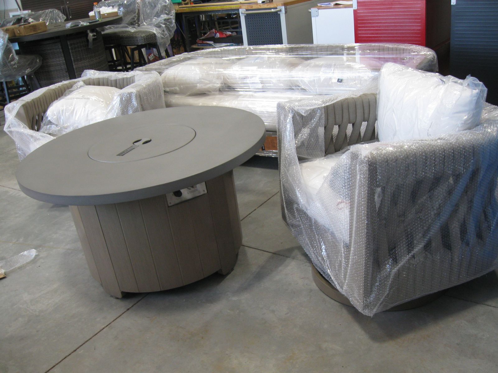 Brand New Member's Mark Halifax Deep Seating Set with Fire coffee Table, 4pc Outdoor Patio Deck