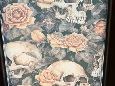 Gothic Skulls and Roses Wall Art Print Window Cling