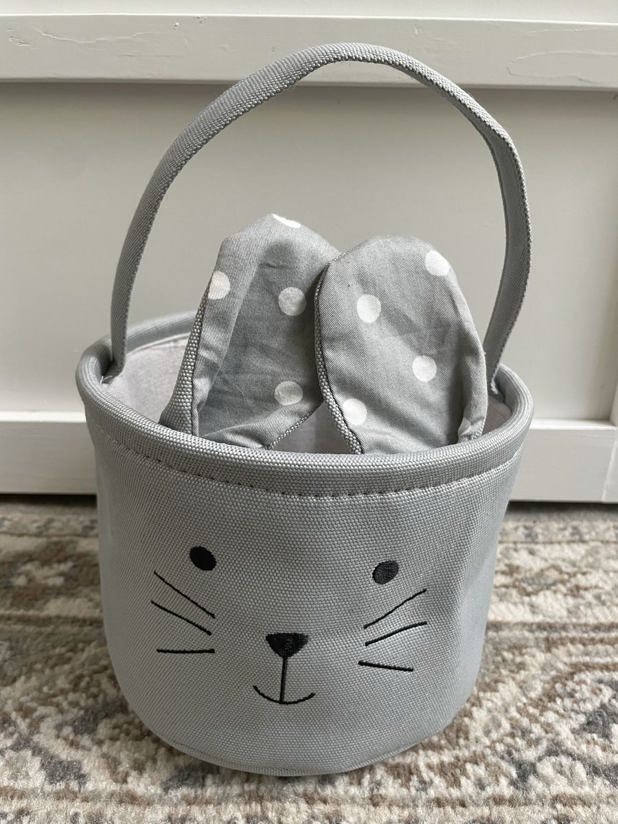 Gray cute Easter basket 8” across