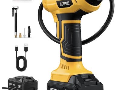 AstroAI Cordless Portable Air Compressor 20V Max Tire Inflator with Battery & Accessories