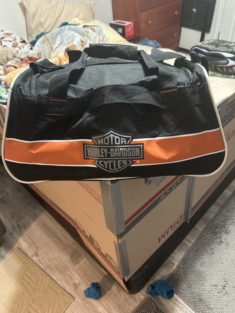 Harley-Davidson Motorcycles Black & Orange Duffel Bag Travel Gym Carry-on