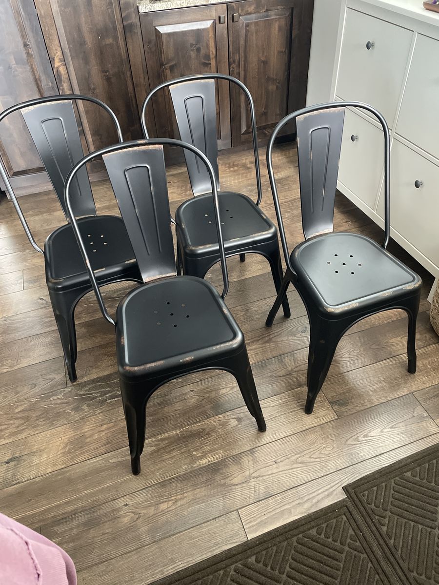 Industrial metal Dining Chairs-Set Of 4- black