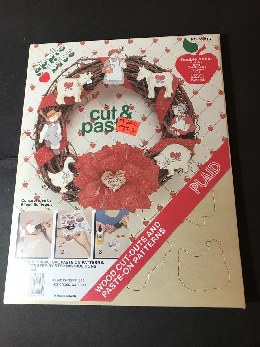 CHOOSE 3 Wood Cut-Out And Paste-On Patterns by Plaid Enterprises NIP or Artsi2 Quilt Board 6in x 6in