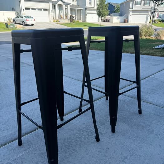 Black Metal Barstool- Set of Two