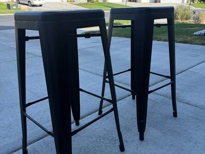 Black Metal Barstool- Set of Two