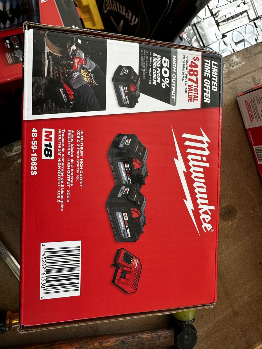 Milwaukee XC6.0 High Output batteries with charger