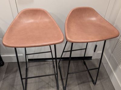 Pottery Barn Brenner Leather Counter Stools – Set of 2