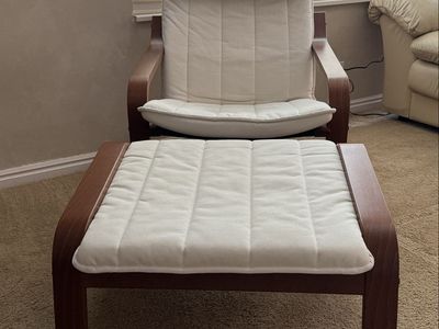 IKEA Poäng Chair and Matching Ottoman