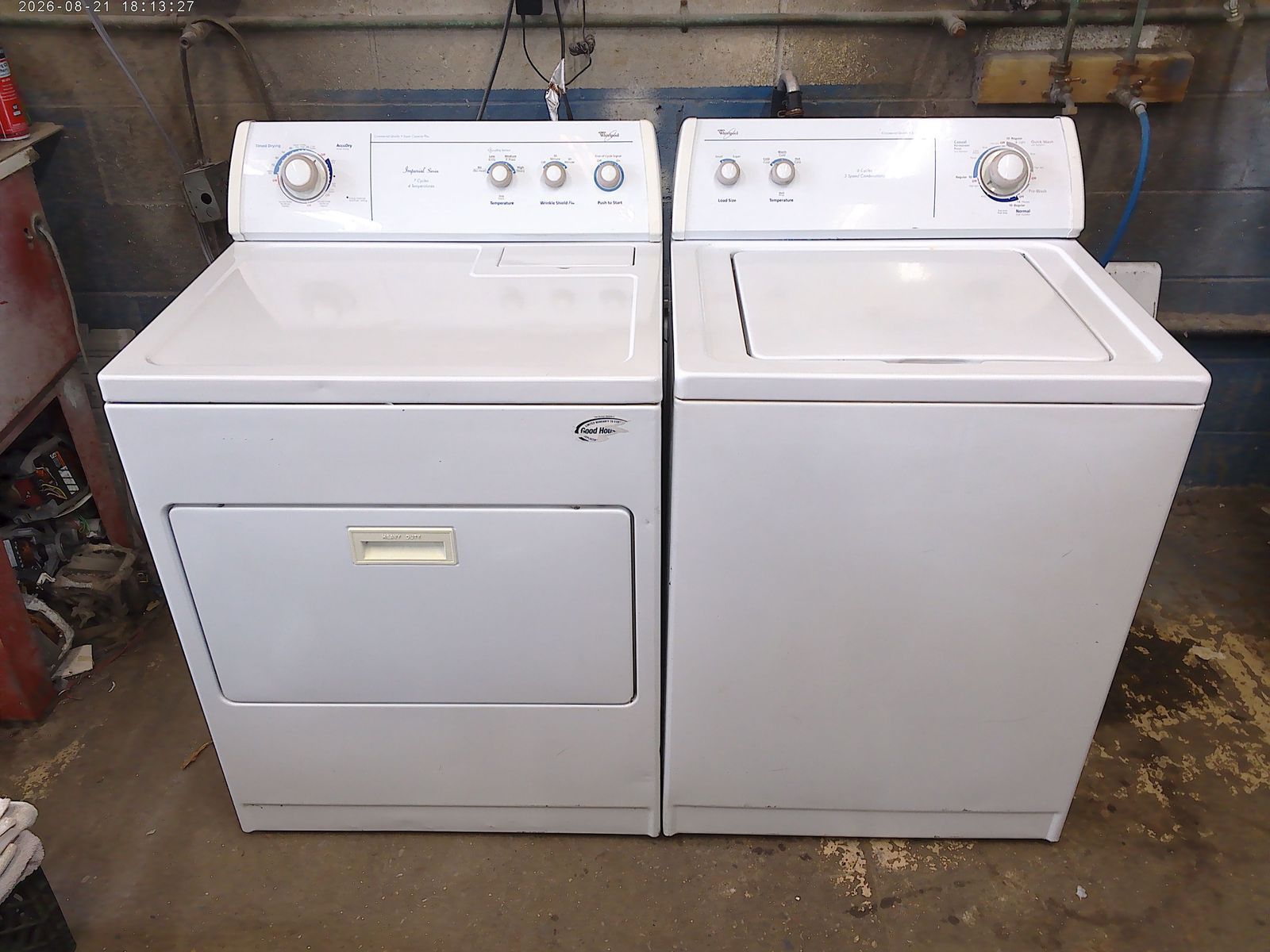 Whirlpool top load washer with matched electric dryer