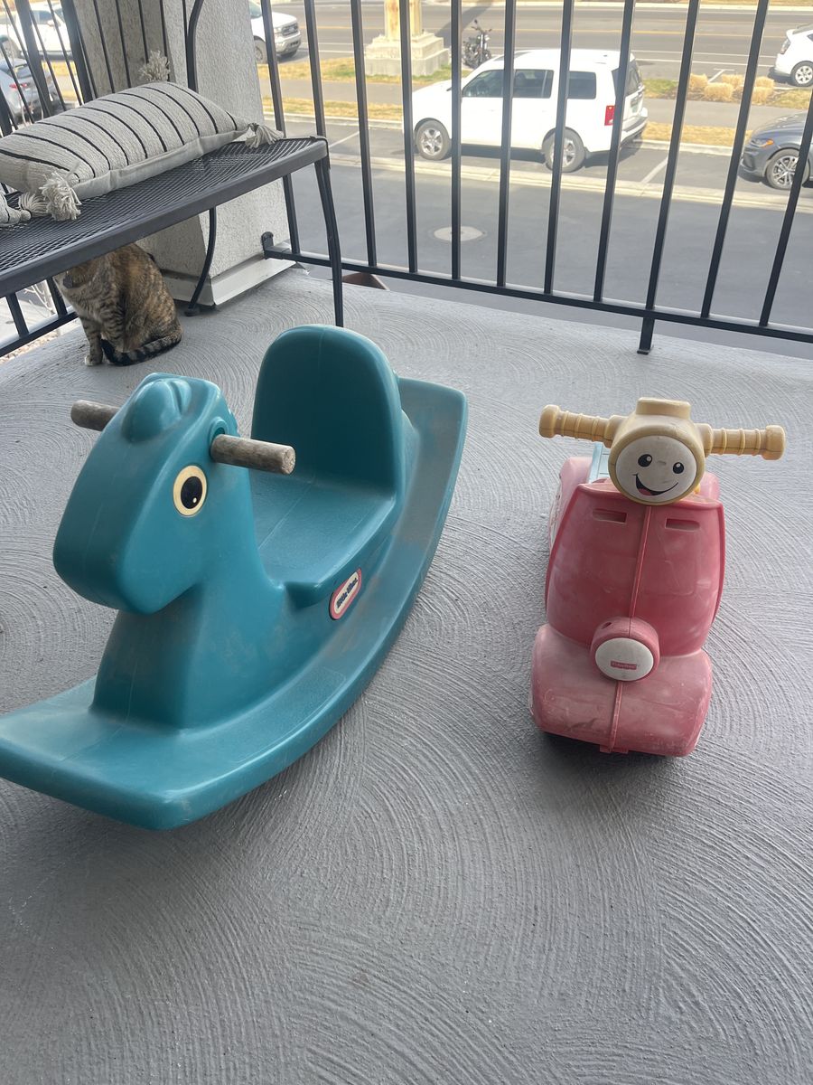 Vintage Childrens Scooter And Rocking Horse