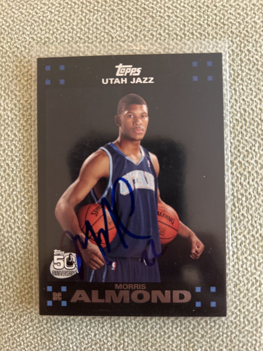 2007-08 Topps Morris Almond Autographed RC Utah Jazz Basketball Card 50th Anniversary Hand Signed Auto