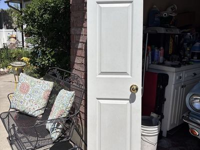 18x80 closet door swings out to the right. Good condition