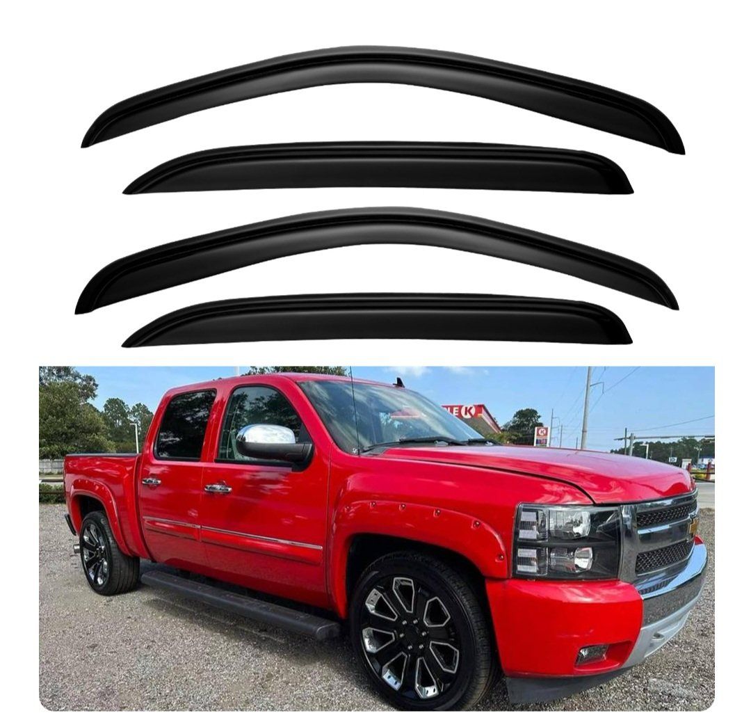 New Window Vent Visors for 2007-13 Chevy Silverado, Suburban, GMC Sierra, Yukon XL, crew cab pickup