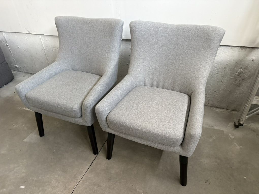 Pair Of Modern Gray Accent Chairs - Like New