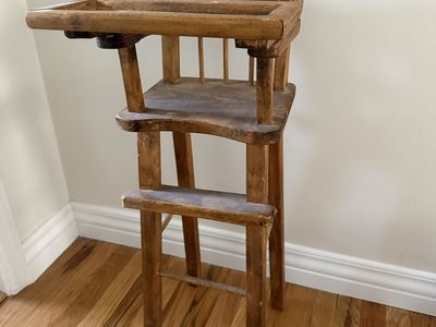 Vintage Wooden Doll High Chair — 27.5” Tall