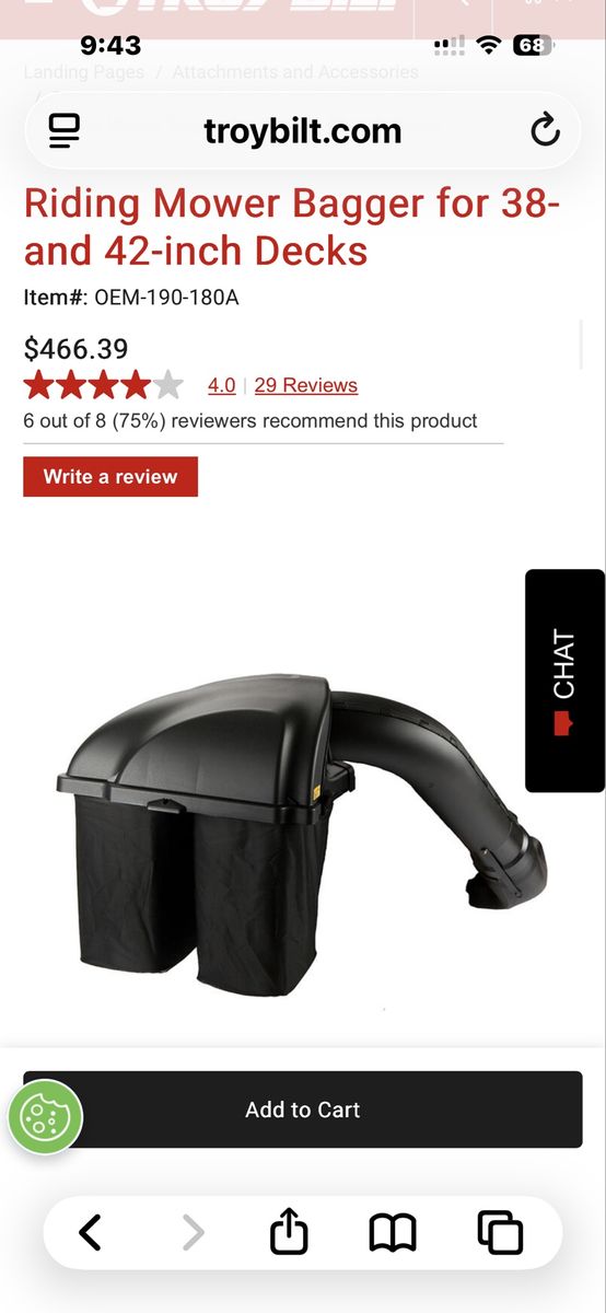 riding mower Double Bagger System