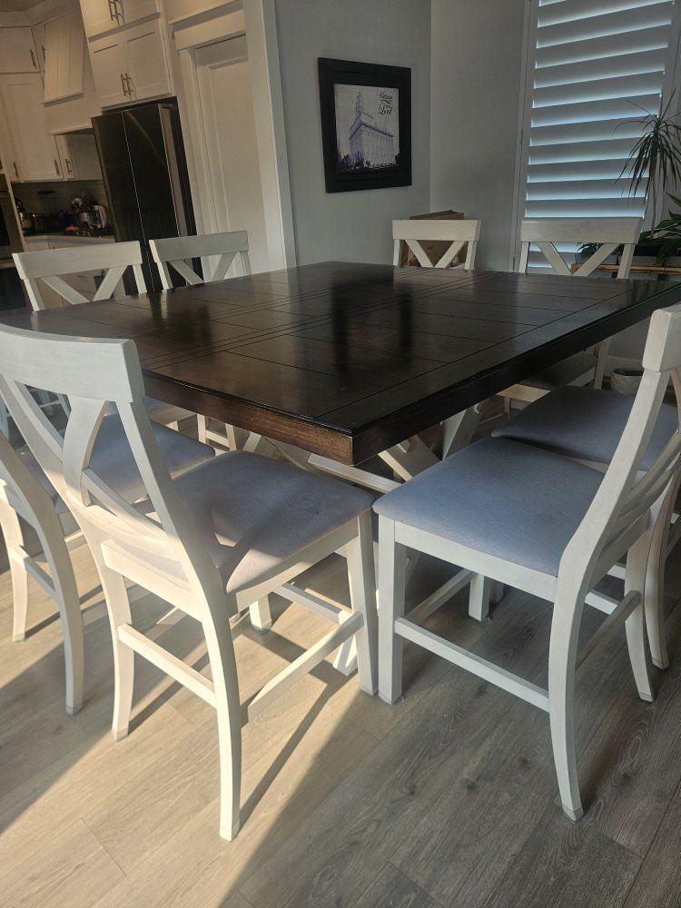 Counter-Height Dining Table Set with 8 Chairs – Expandable