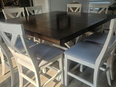 Counter-Height Dining Table Set with 8 Chairs – Expandable