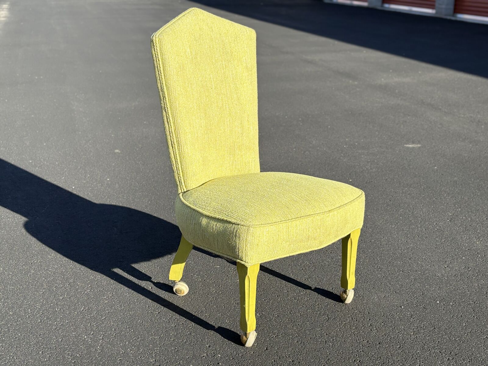 Fab! Groovy, Vintage Mid century highback chair on casters great for MCM mid century modern