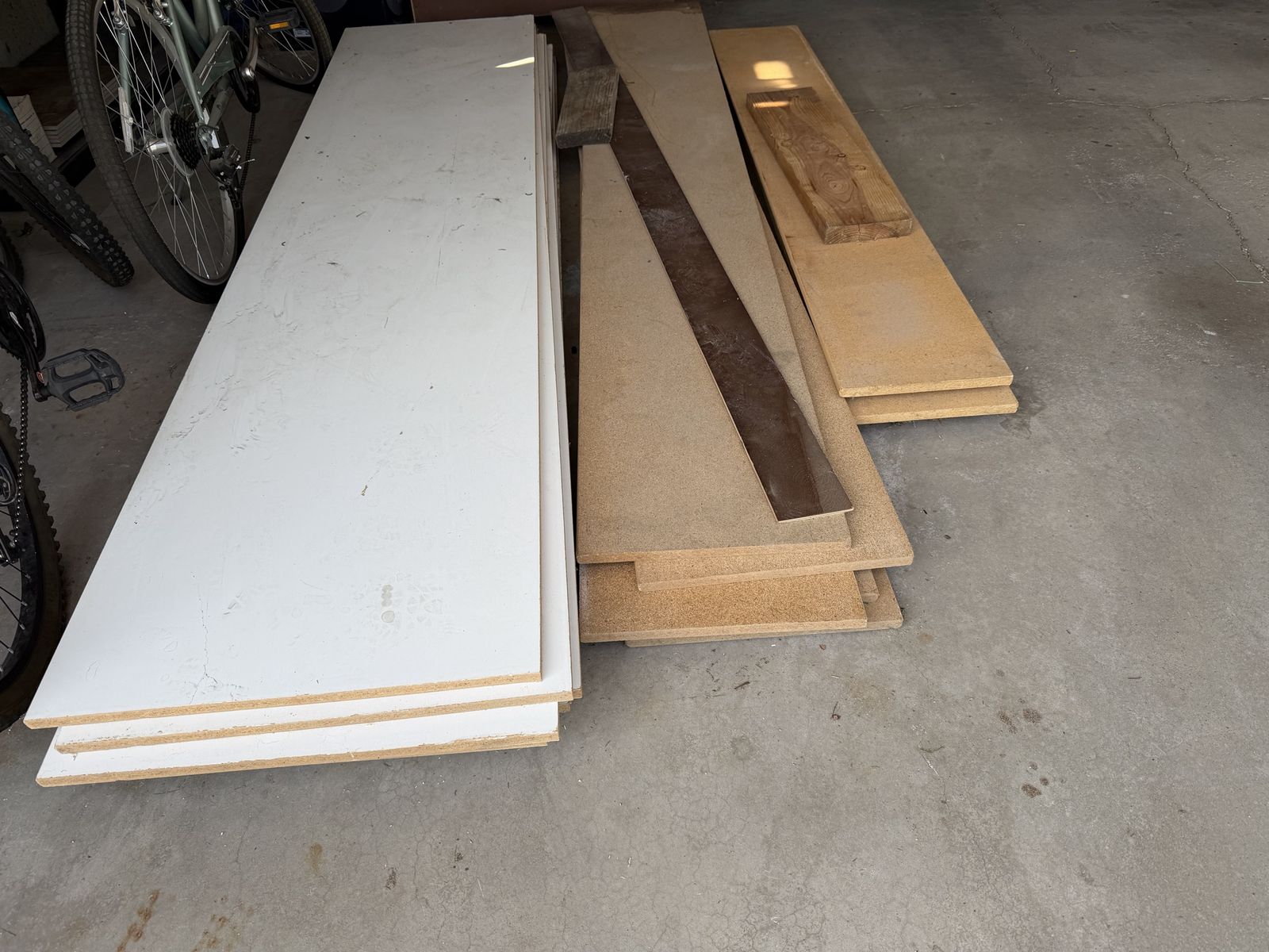 FREE!  Particleboard shelving, some laminated