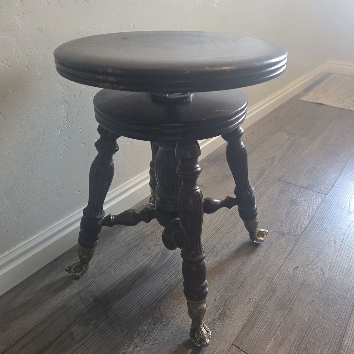 Antique Glass Ball Claw Foot Piano Stool