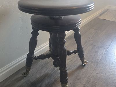 Antique Glass Ball Claw Foot Piano Stool