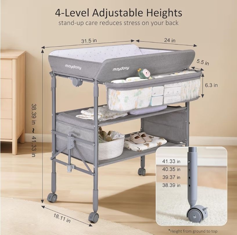 Folding portable changing table