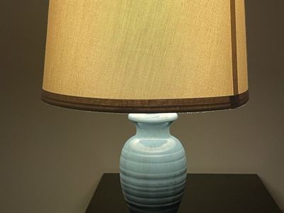 23 inch teal blue sand farmhouse lamp