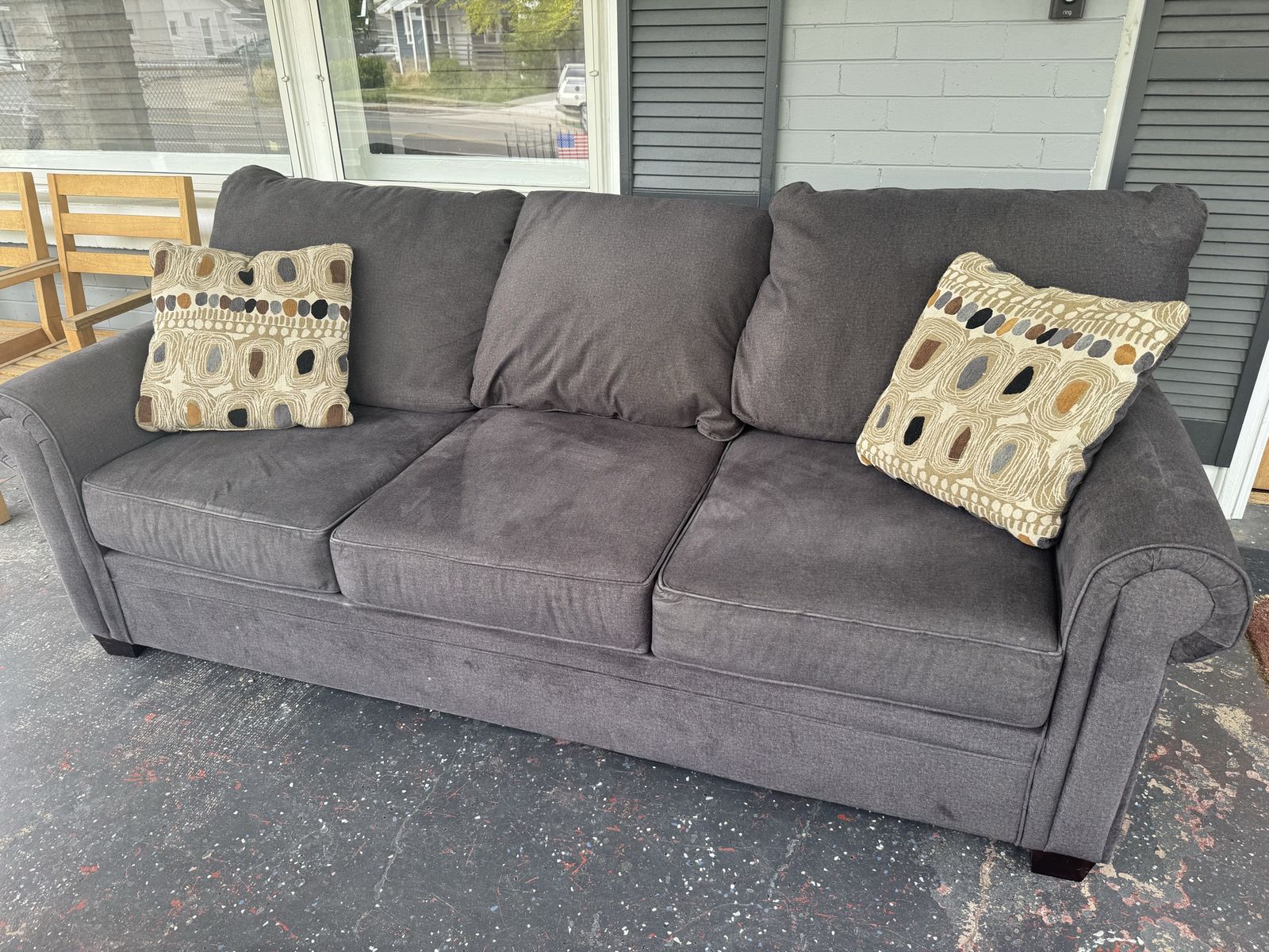 Used Dark Gray Couch (Throw Pillows Included!)