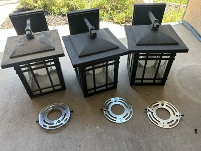 Set of 3 Outdoor Wall Lantern Sconces with Black Finish