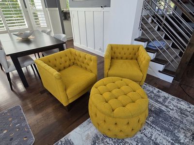 Yellow Accent Chairs & Ottoman