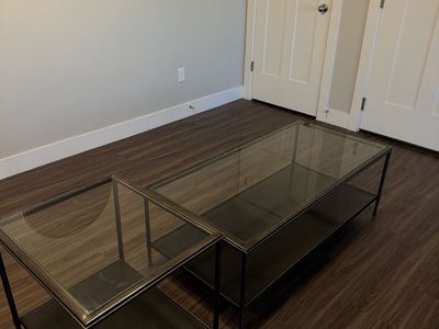 Metal Crate & Barrel Coffee & Side Table Set