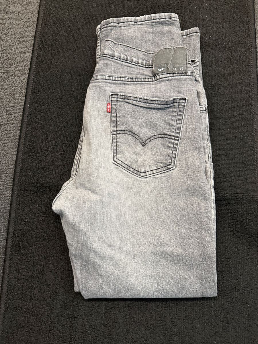 Levi's 514 Straight Fit Black Denim Jeans Size 35x32