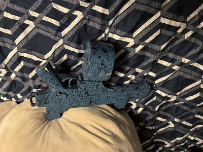 Custom Painted Blue & Black Splatter orbee Gun with Drum Magazine