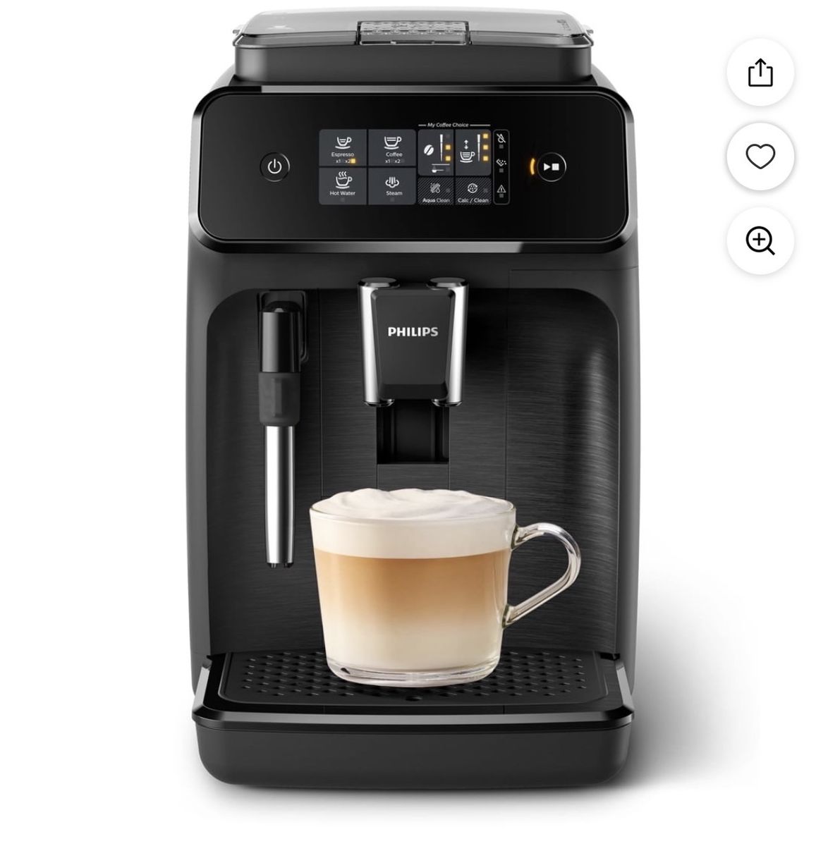 Philips 1200 Fully Automatic Espresso Machine with Milk Frother, Black