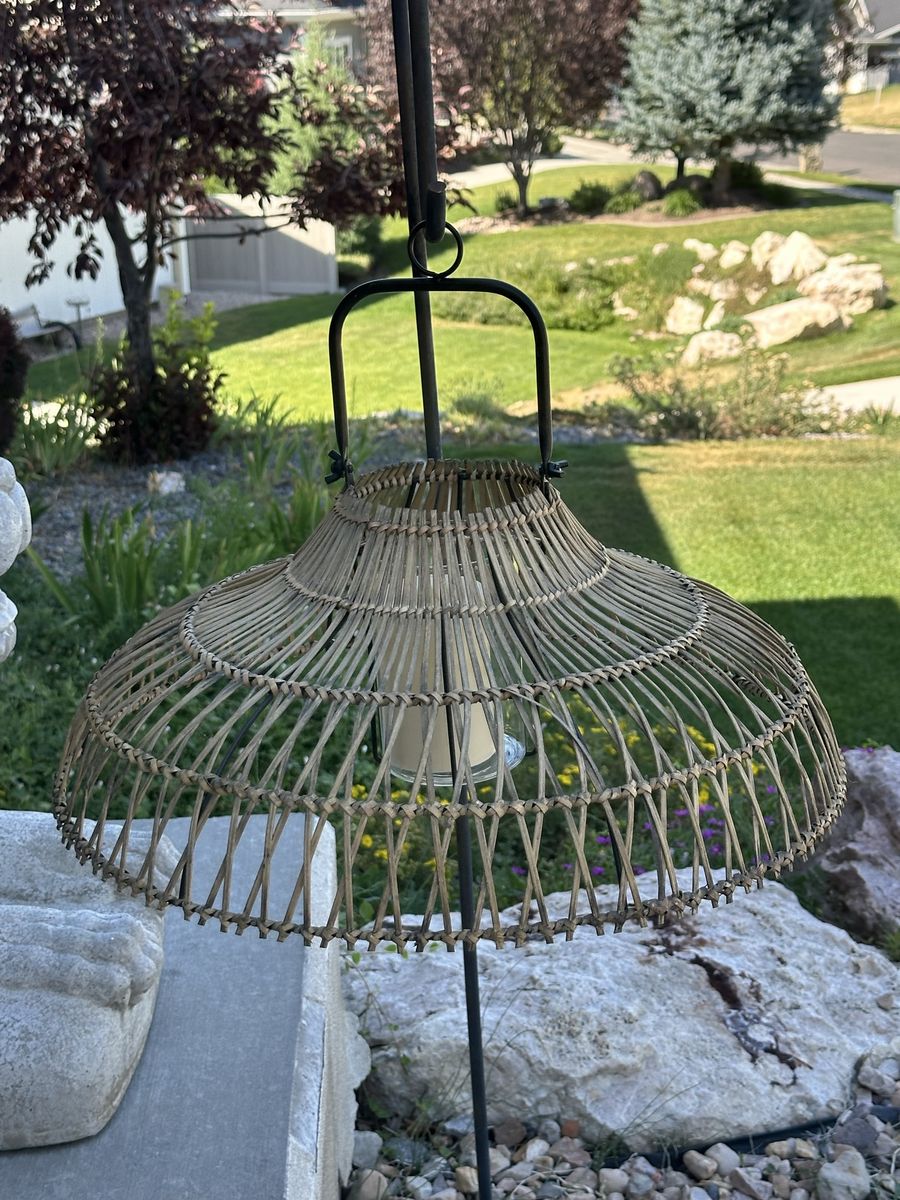 Rattan Hanging Lantern with glass insert for a candle