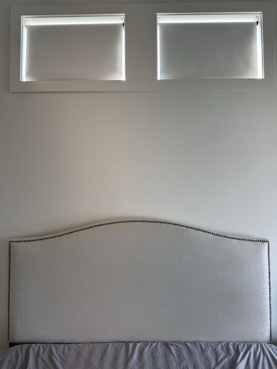 Cream Linen Upholstered Panel Headboard