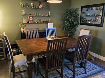 Rustic Solid Wood Dining Table with Extension Leaf - Seats 6-8