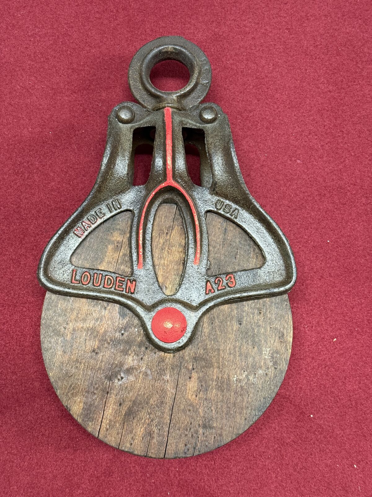 A vintage louden A-23 hay pulley