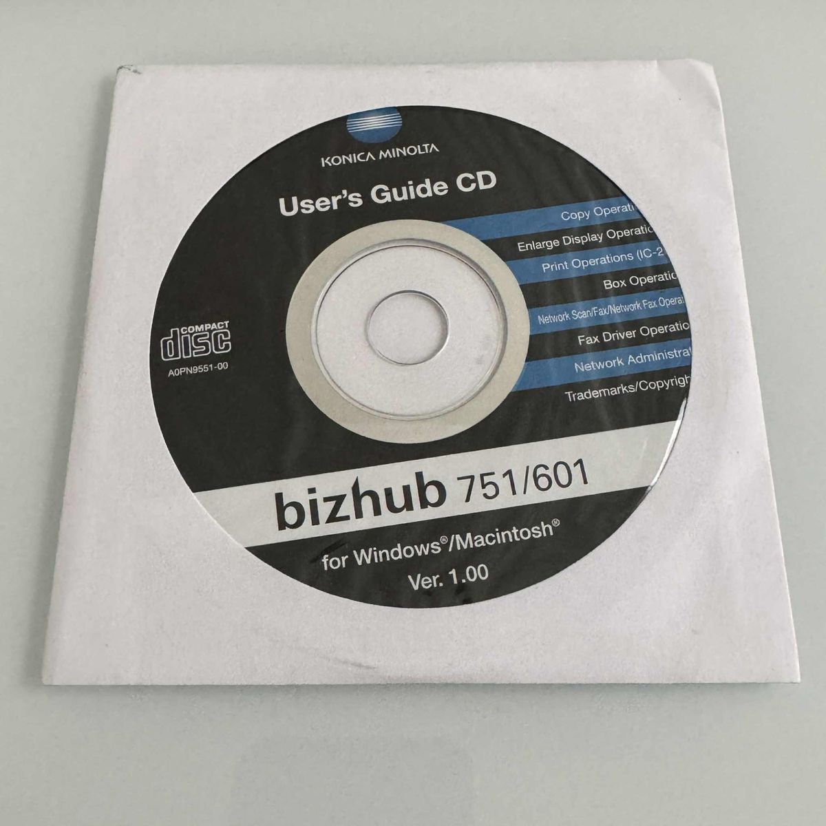 Konica Minolta bizhub 751/601 User's Guide CD - Version 1.00 - Windows/Mac