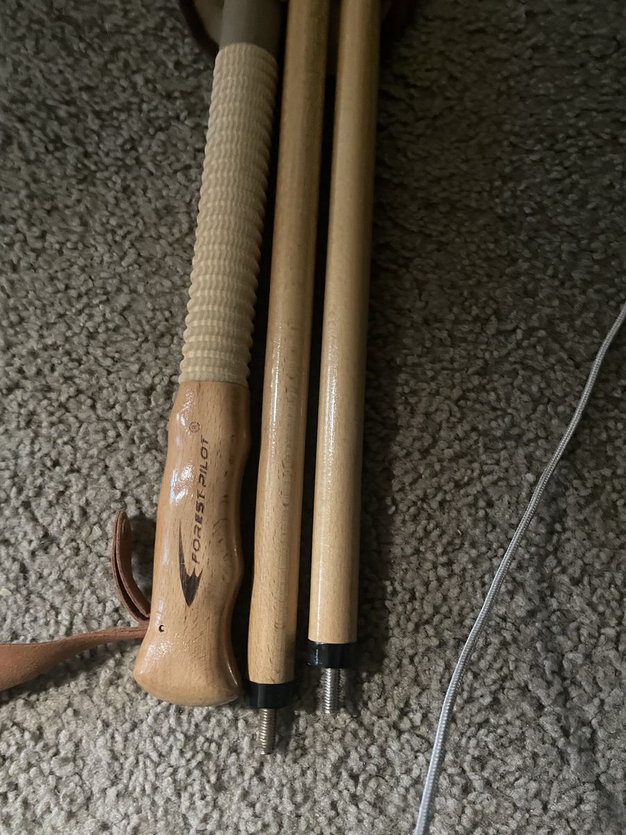 Forest Pilot Wooden Hiking/Walking Poles - Adjustable 3-Section