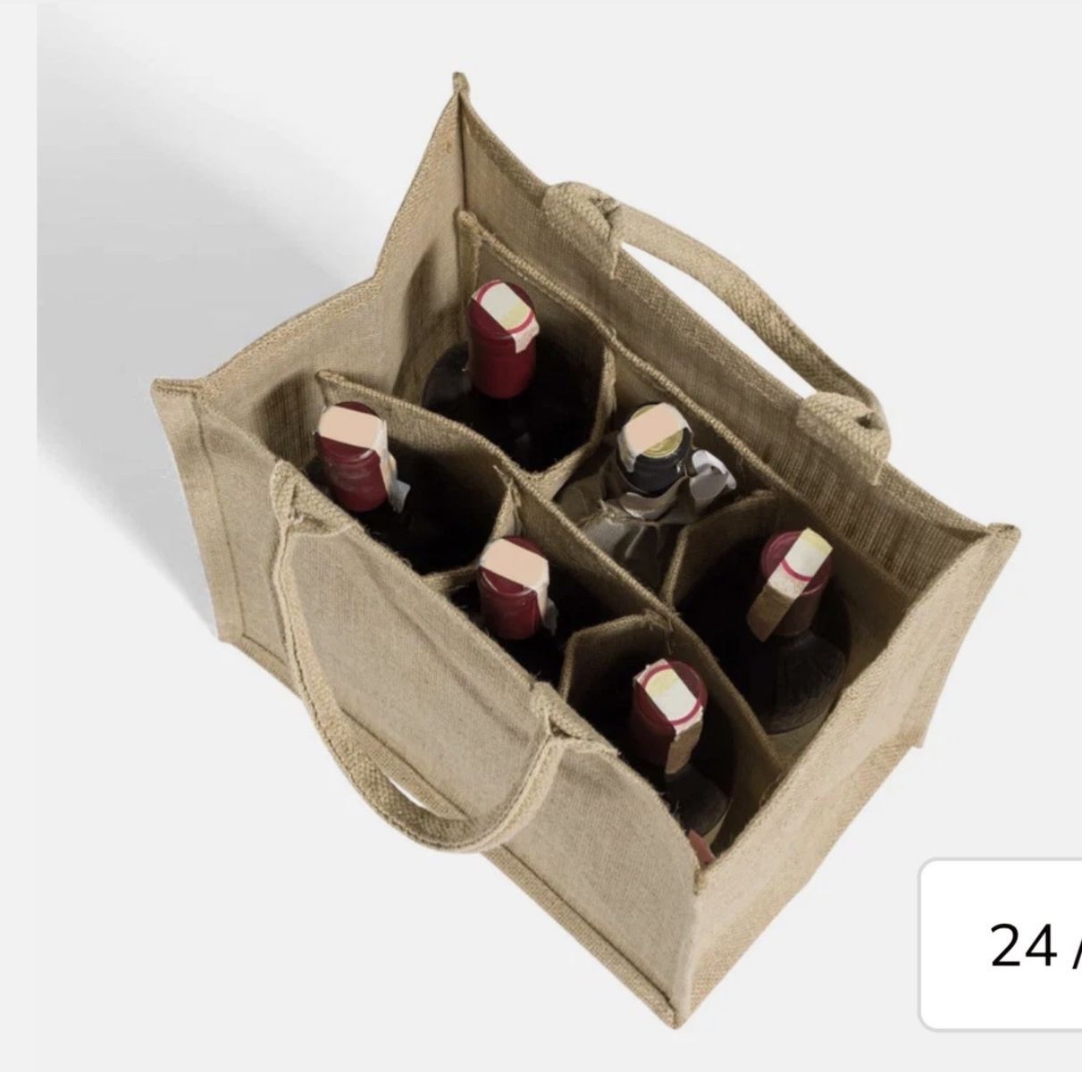 New 6 Pack Of Burlap Bottle Bags