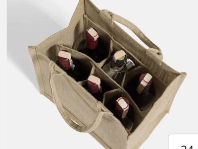 New 6 Pack Of Burlap Bottle Bags