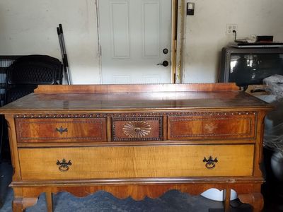 Antique Wooden Sideboard- Ornate Carved Details, Dovetailed Drawers