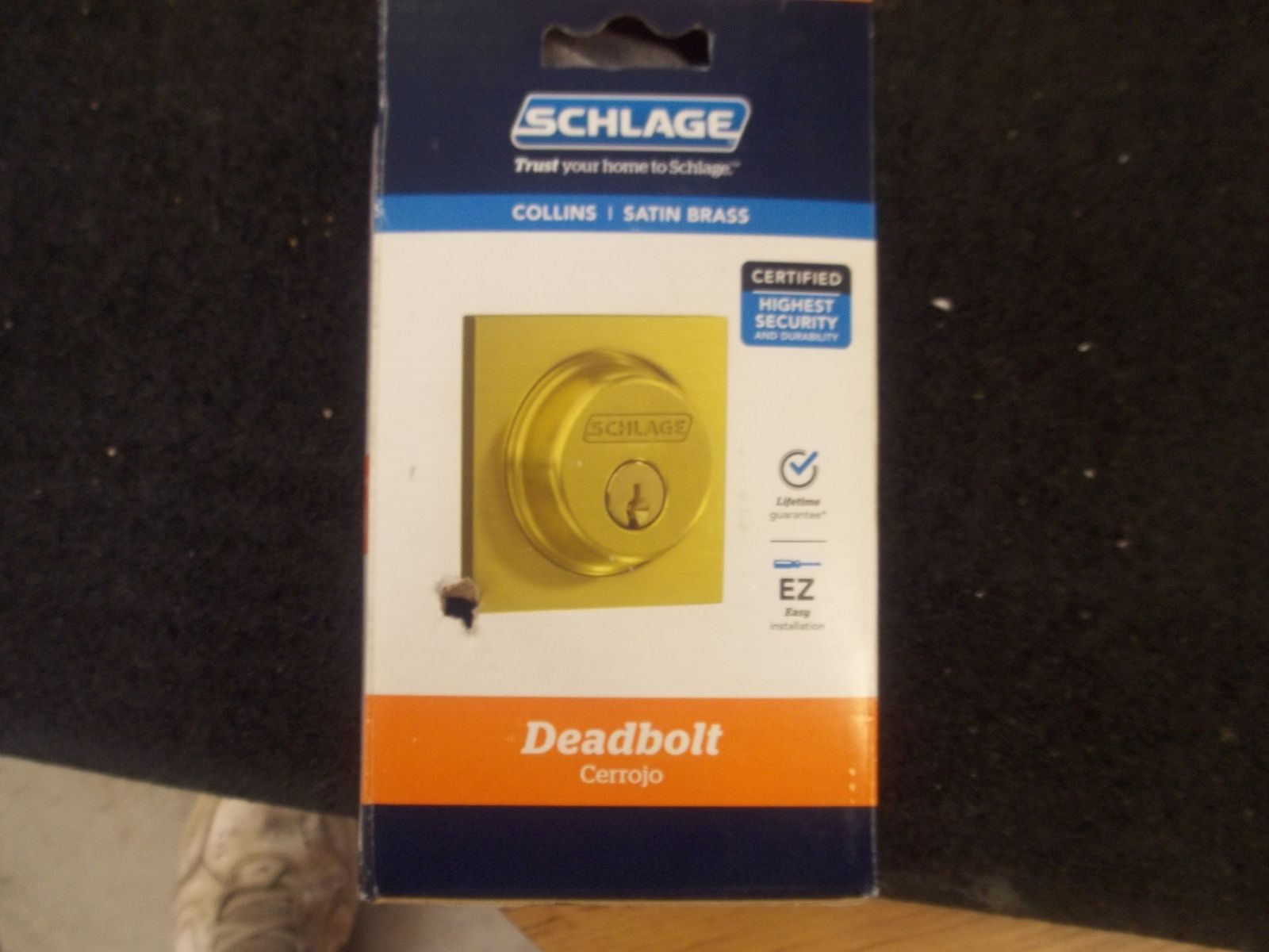 Schlage Collins Satin Brass Deadbolt