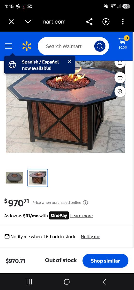 Haywood Octagonal Gas Firepit Table