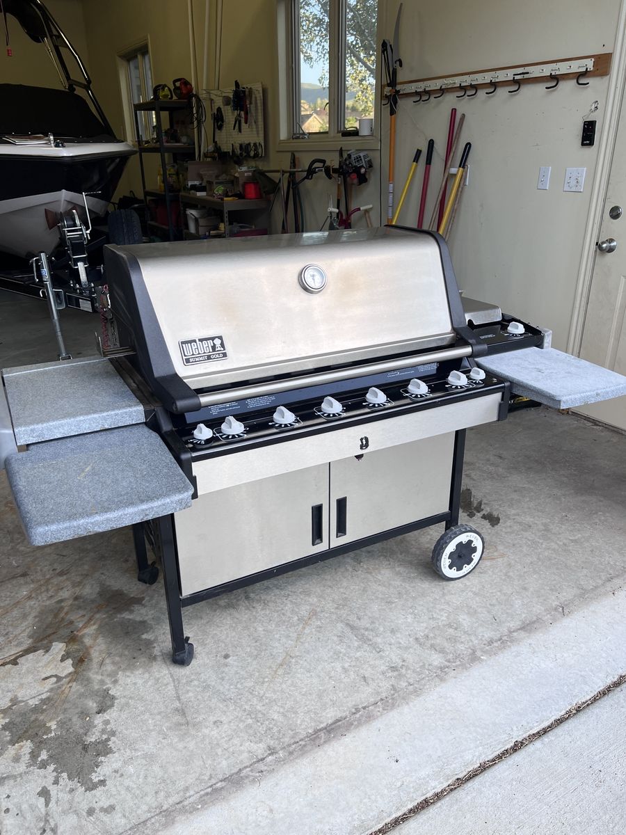 Weber Summit Gold 6-Burner Gas Grill w/ Side Burner & Folding Side Shelves