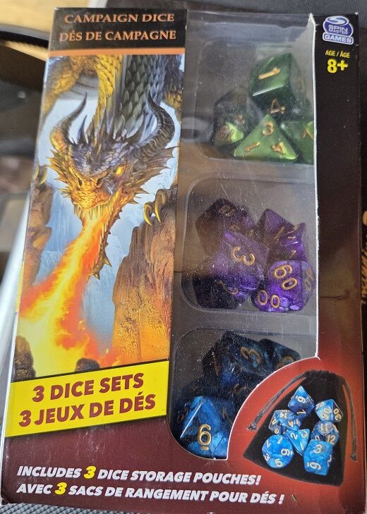 Spin Master Games Campaign Dice For Role Playing Games 3 Sets with Pouches New